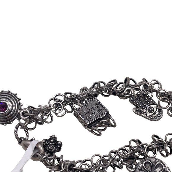 Patricia Locke 7.5 Silver Charm Bracelet With Colorful Gemstones & Unique Design - Picture 7 of 7